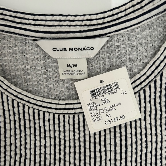 NWOT CLUB MONACO ZEBEDEE Dress, Stripes, White & Navy Blue, Medium - Picture 4 of 5